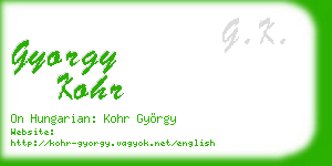 gyorgy kohr business card
