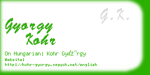 gyorgy kohr business card